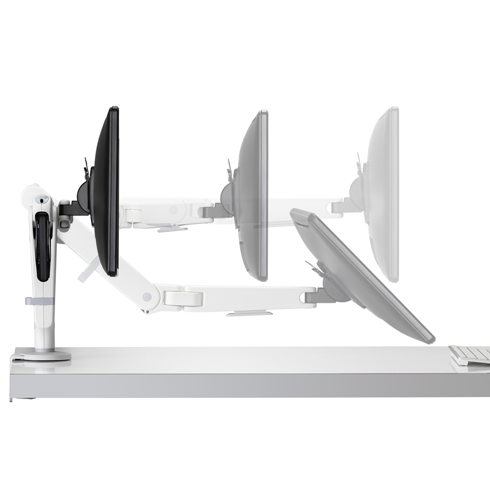Adjustable clamp with monitor in different positions