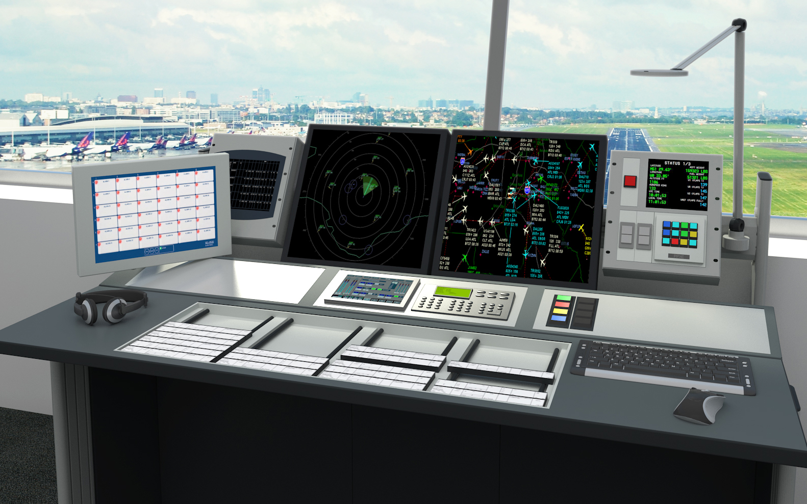 Dacobas workstation in air traffic control room