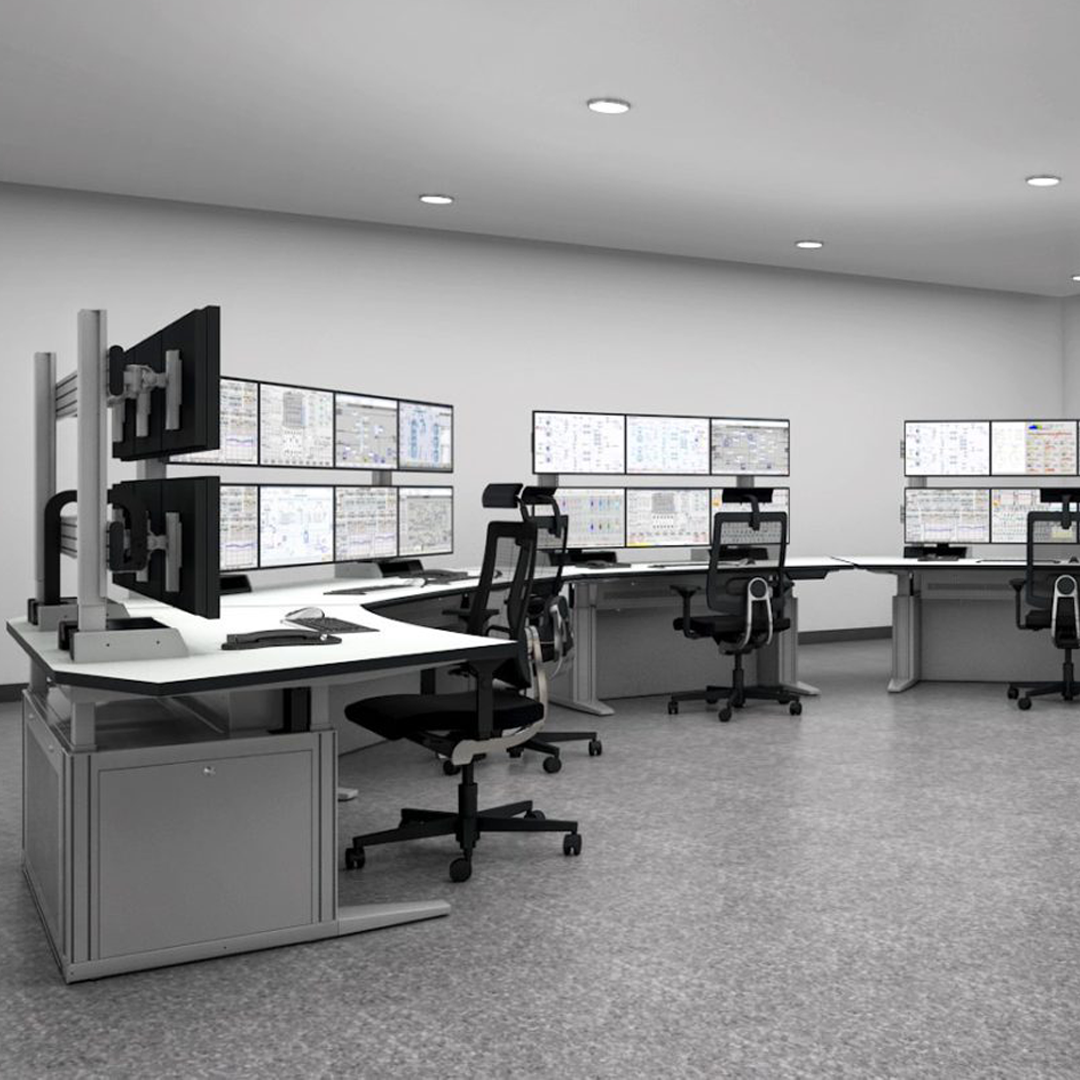 Control room with workstations