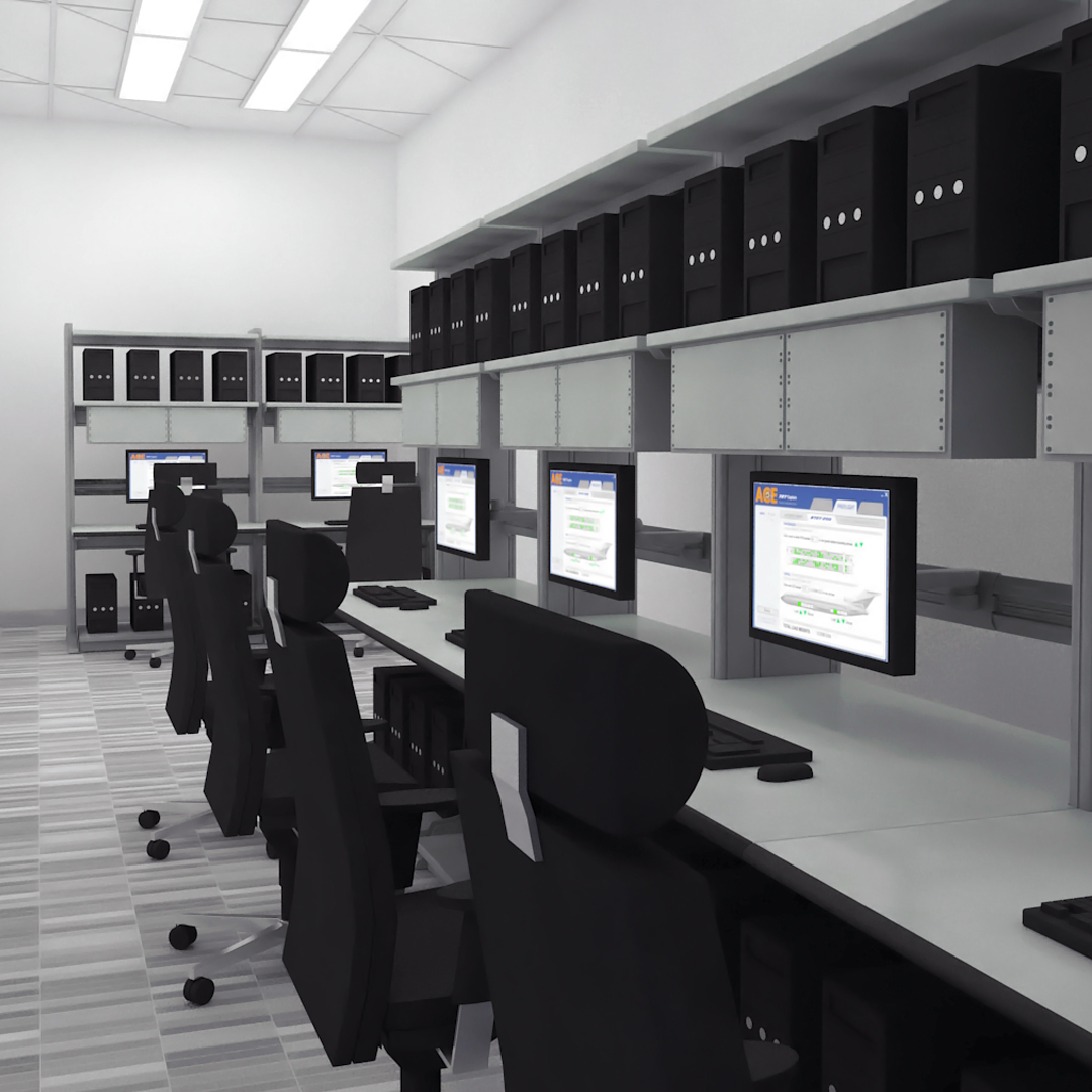 Graphic illustration of laboratory with Elicon modular workstations
