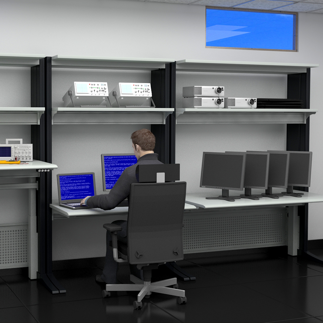 Graphic illustration of laboratory with Elicon modular workstations