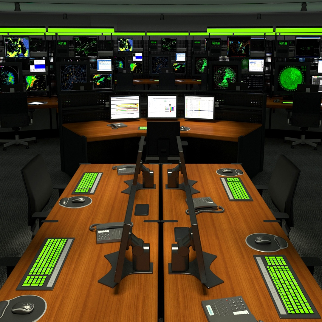 Graphic illustration of a control room design