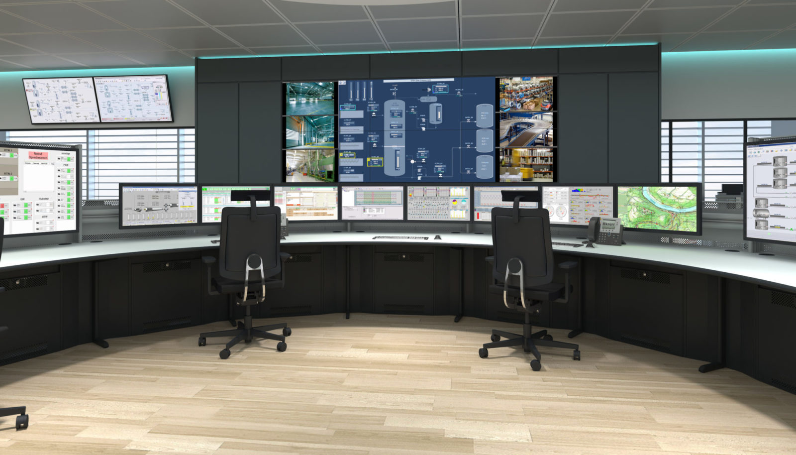 Graphic illustration of a control room design